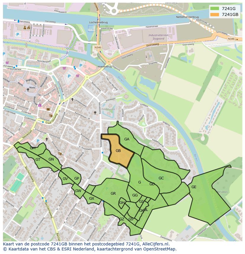 Afbeelding van het postcodegebied 7241 GB op de kaart.
