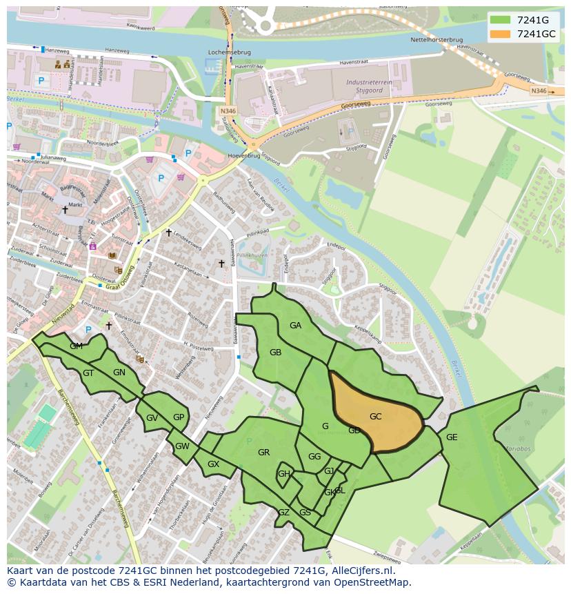 Afbeelding van het postcodegebied 7241 GC op de kaart.