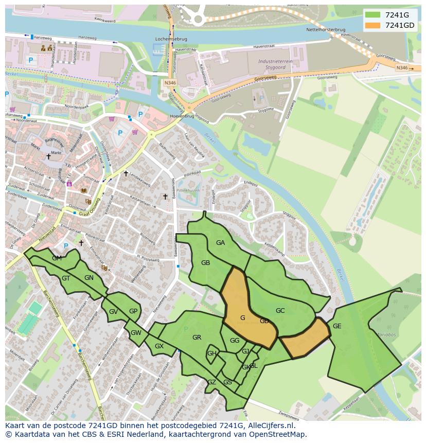 Afbeelding van het postcodegebied 7241 GD op de kaart.