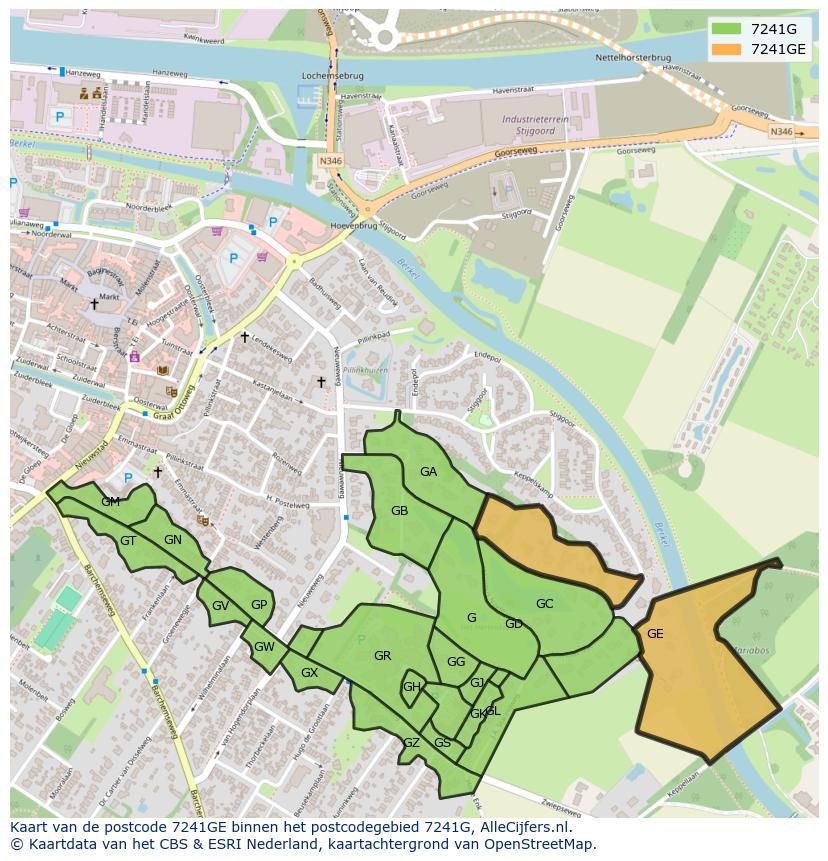 Afbeelding van het postcodegebied 7241 GE op de kaart.