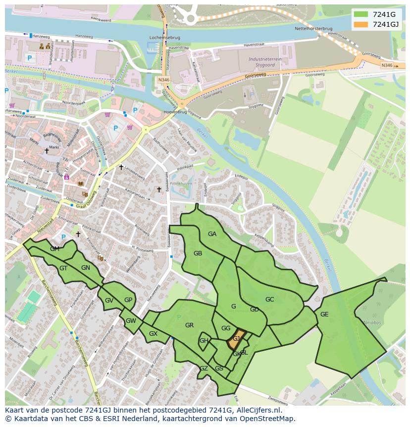 Afbeelding van het postcodegebied 7241 GJ op de kaart.