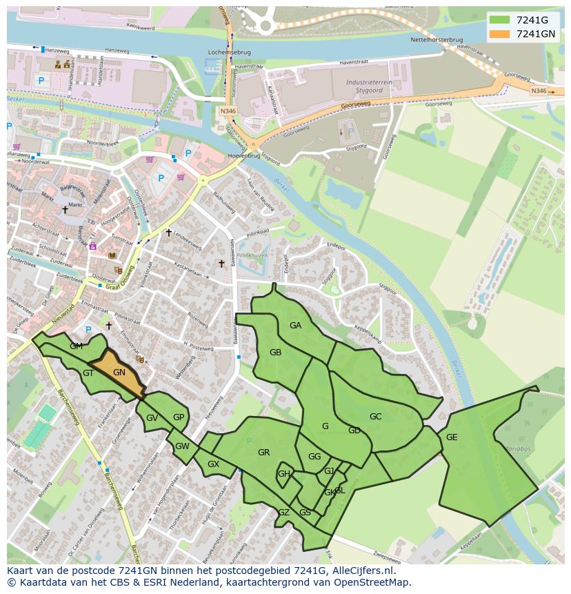 Afbeelding van het postcodegebied 7241 GN op de kaart.
