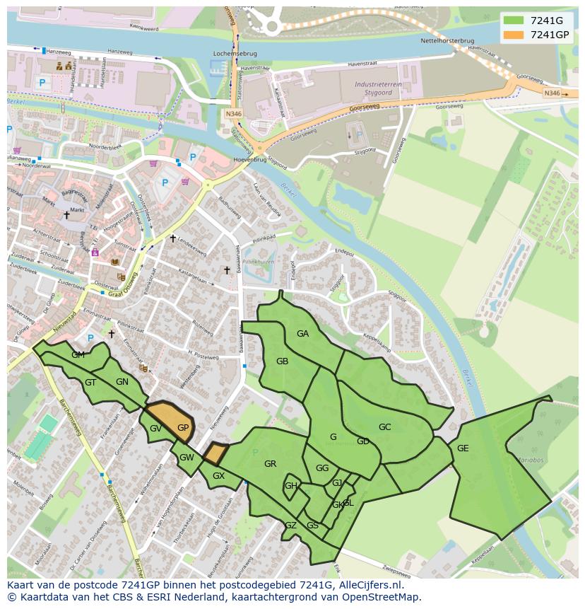 Afbeelding van het postcodegebied 7241 GP op de kaart.