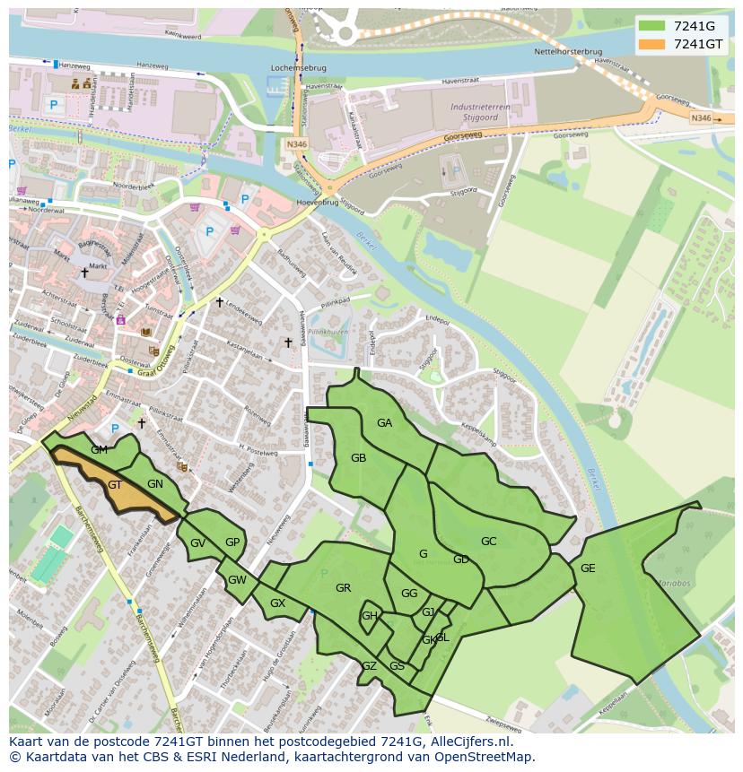 Afbeelding van het postcodegebied 7241 GT op de kaart.
