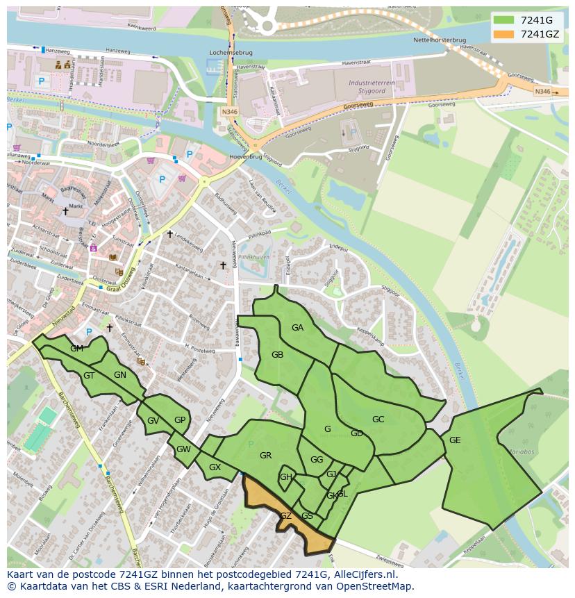 Afbeelding van het postcodegebied 7241 GZ op de kaart.