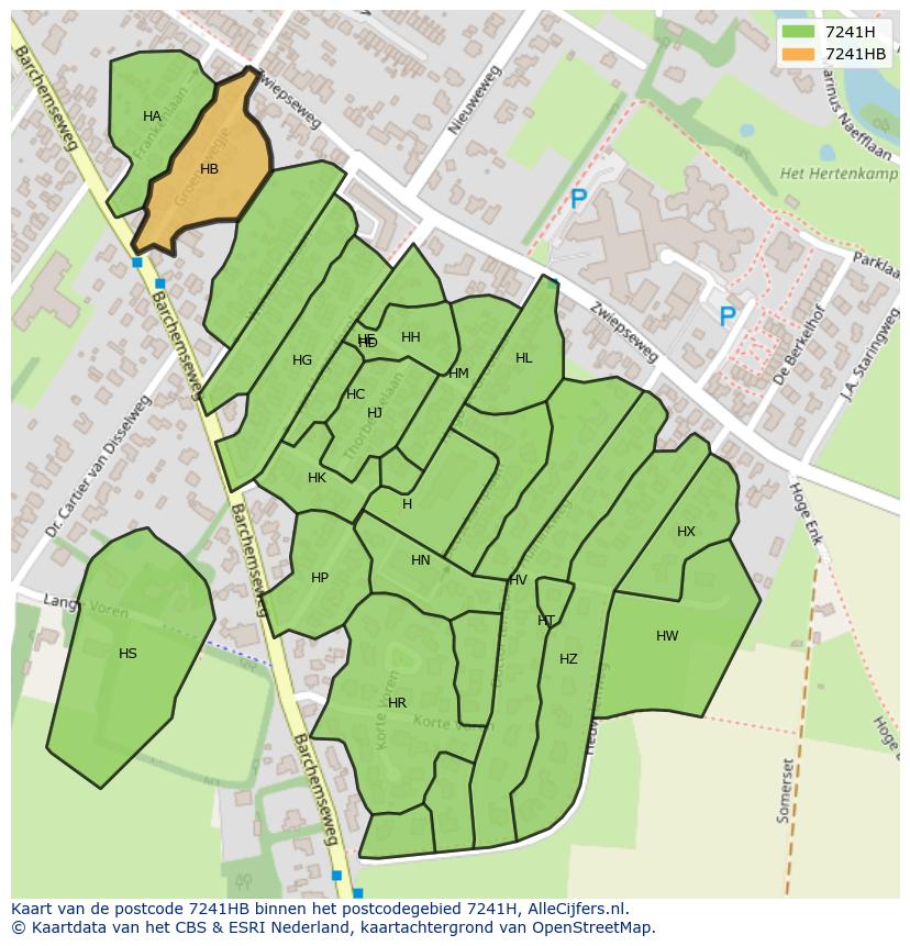 Afbeelding van het postcodegebied 7241 HB op de kaart.