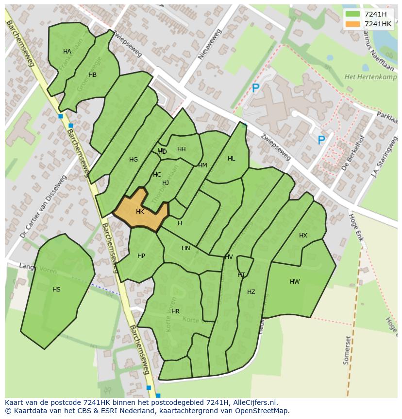 Afbeelding van het postcodegebied 7241 HK op de kaart.