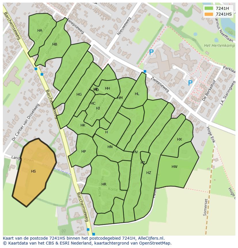 Afbeelding van het postcodegebied 7241 HS op de kaart.