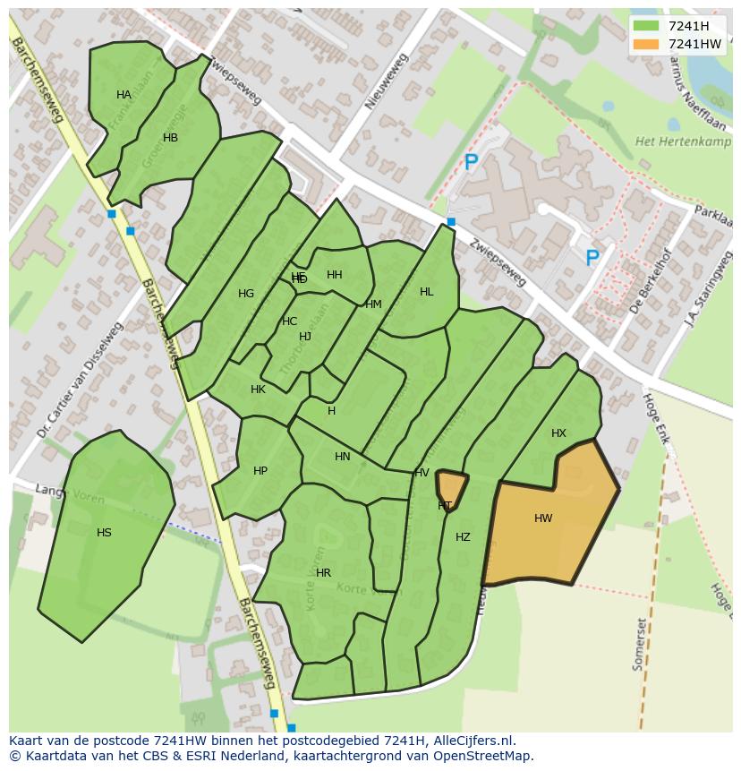 Afbeelding van het postcodegebied 7241 HW op de kaart.