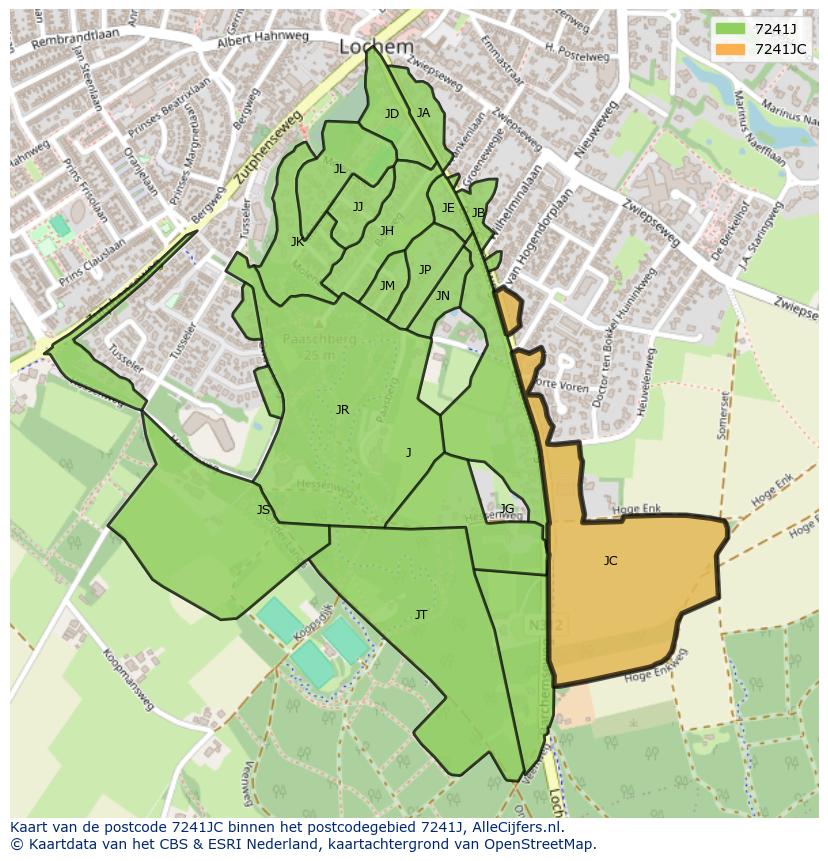 Afbeelding van het postcodegebied 7241 JC op de kaart.