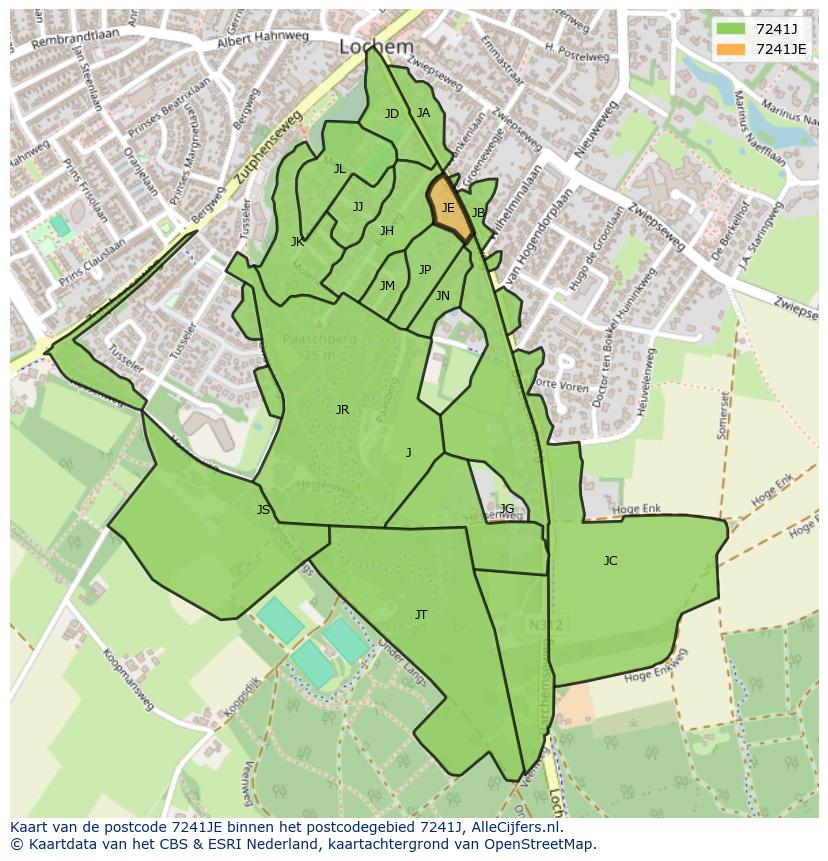 Afbeelding van het postcodegebied 7241 JE op de kaart.