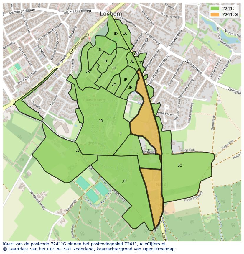 Afbeelding van het postcodegebied 7241 JG op de kaart.