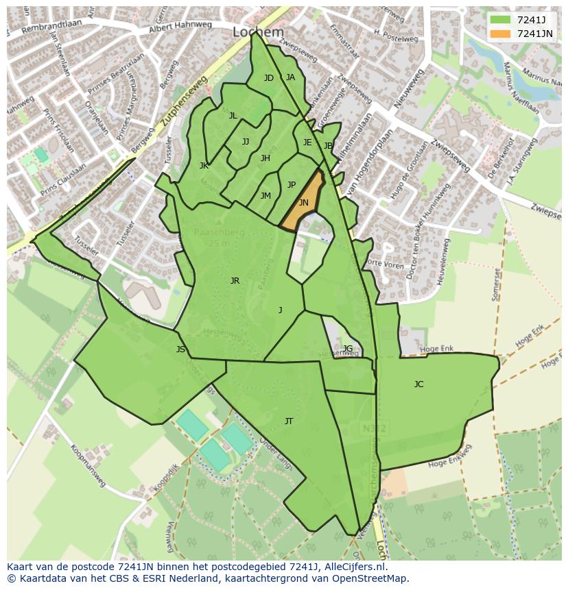 Afbeelding van het postcodegebied 7241 JN op de kaart.