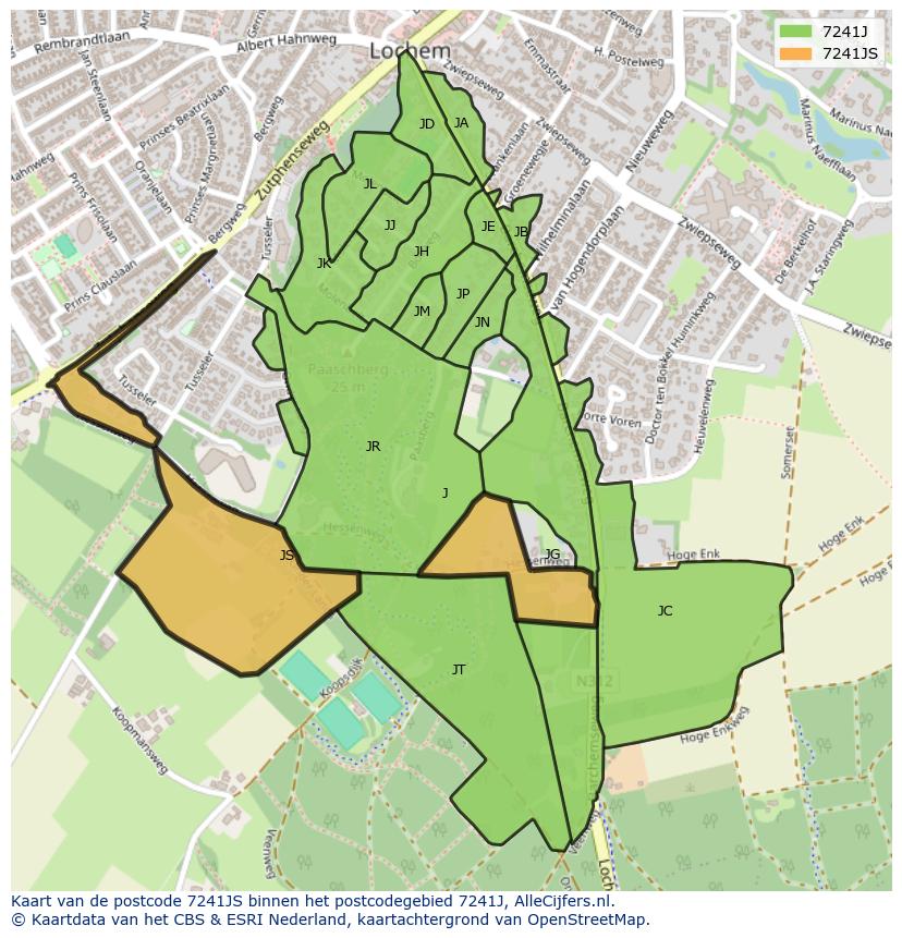 Afbeelding van het postcodegebied 7241 JS op de kaart.