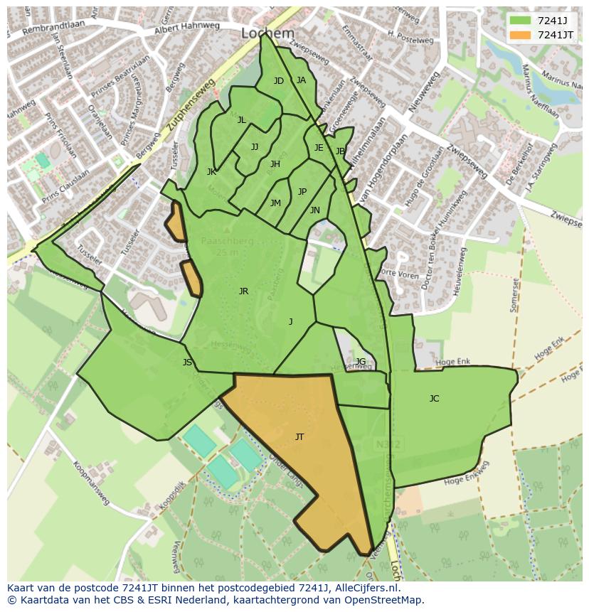 Afbeelding van het postcodegebied 7241 JT op de kaart.