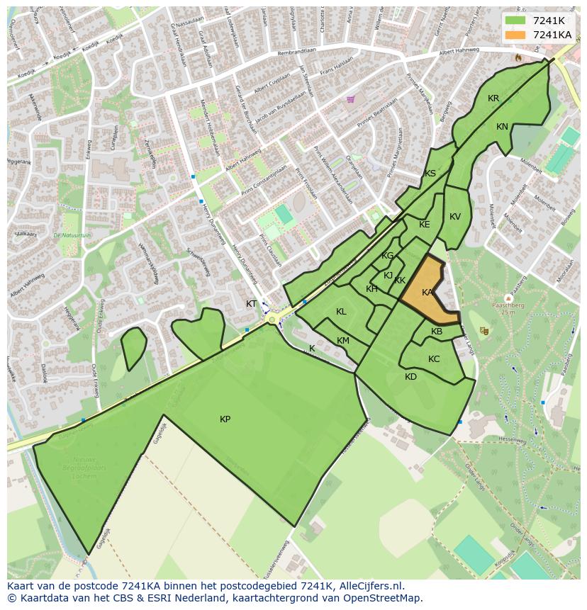 Afbeelding van het postcodegebied 7241 KA op de kaart.
