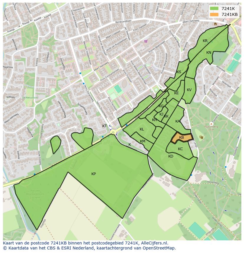 Afbeelding van het postcodegebied 7241 KB op de kaart.