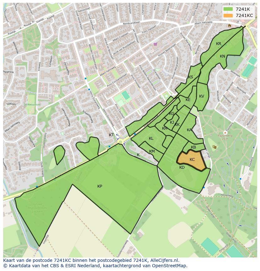 Afbeelding van het postcodegebied 7241 KC op de kaart.