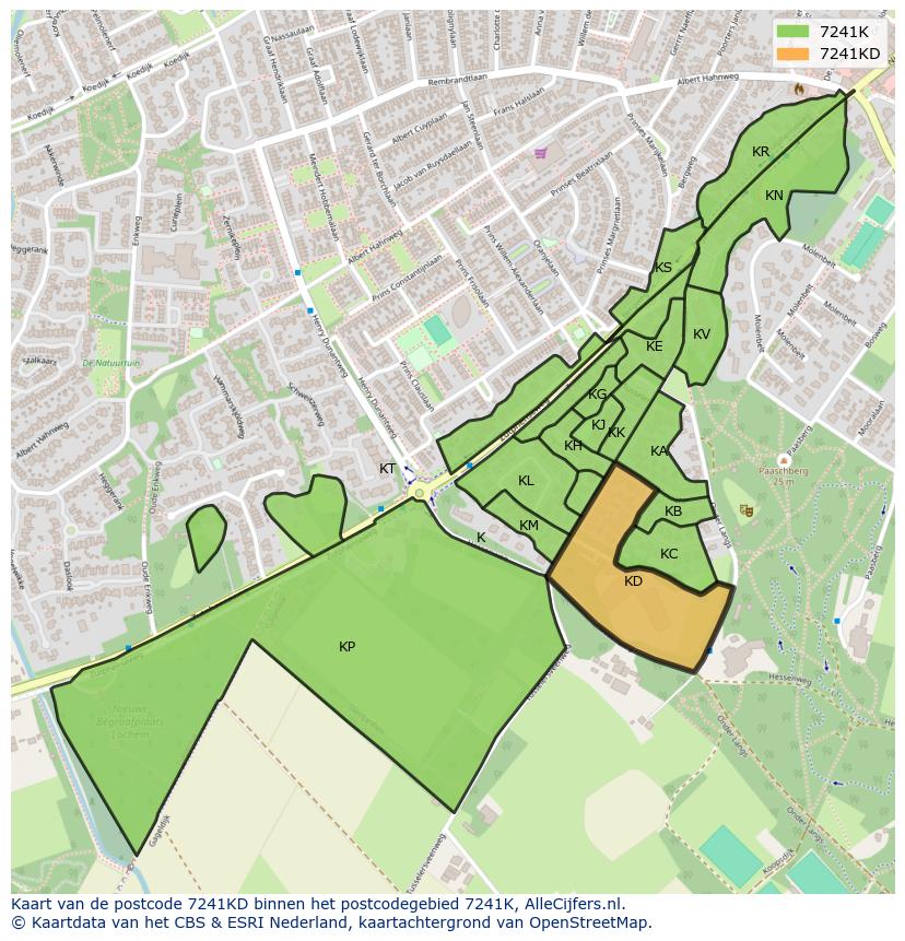 Afbeelding van het postcodegebied 7241 KD op de kaart.