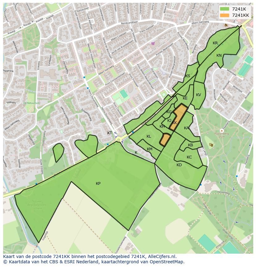 Afbeelding van het postcodegebied 7241 KK op de kaart.