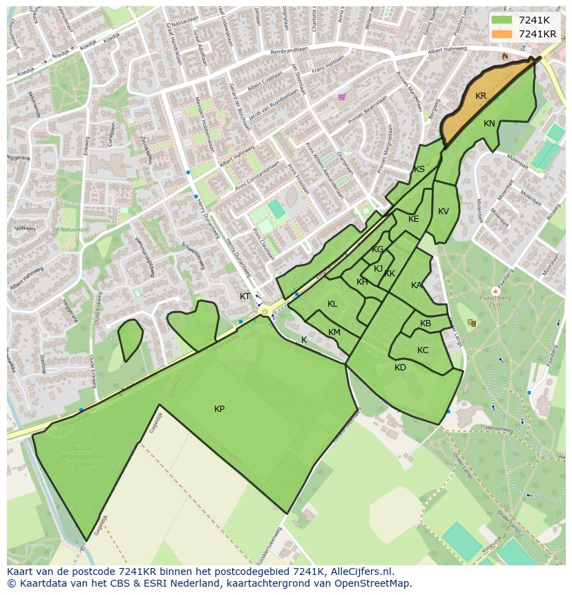 Afbeelding van het postcodegebied 7241 KR op de kaart.