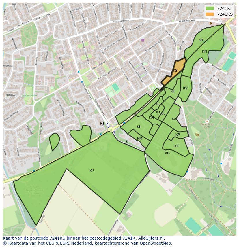 Afbeelding van het postcodegebied 7241 KS op de kaart.