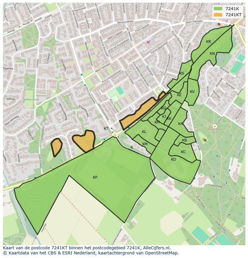 Afbeelding van het postcodegebied 7241 KT op de kaart.