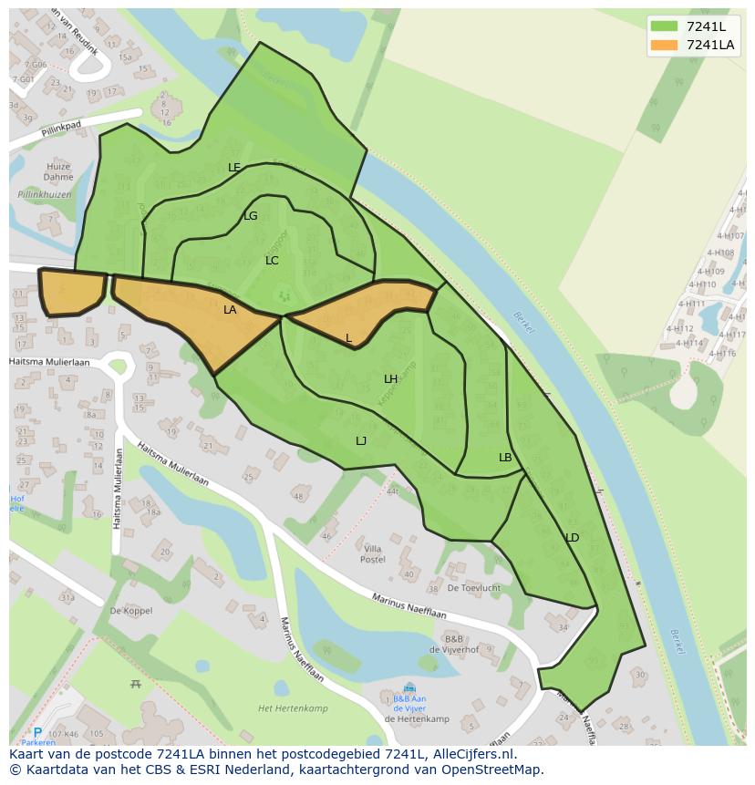 Afbeelding van het postcodegebied 7241 LA op de kaart.