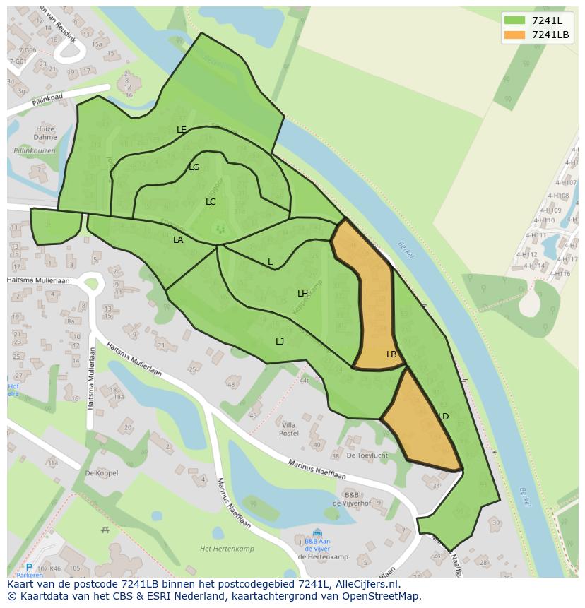 Afbeelding van het postcodegebied 7241 LB op de kaart.