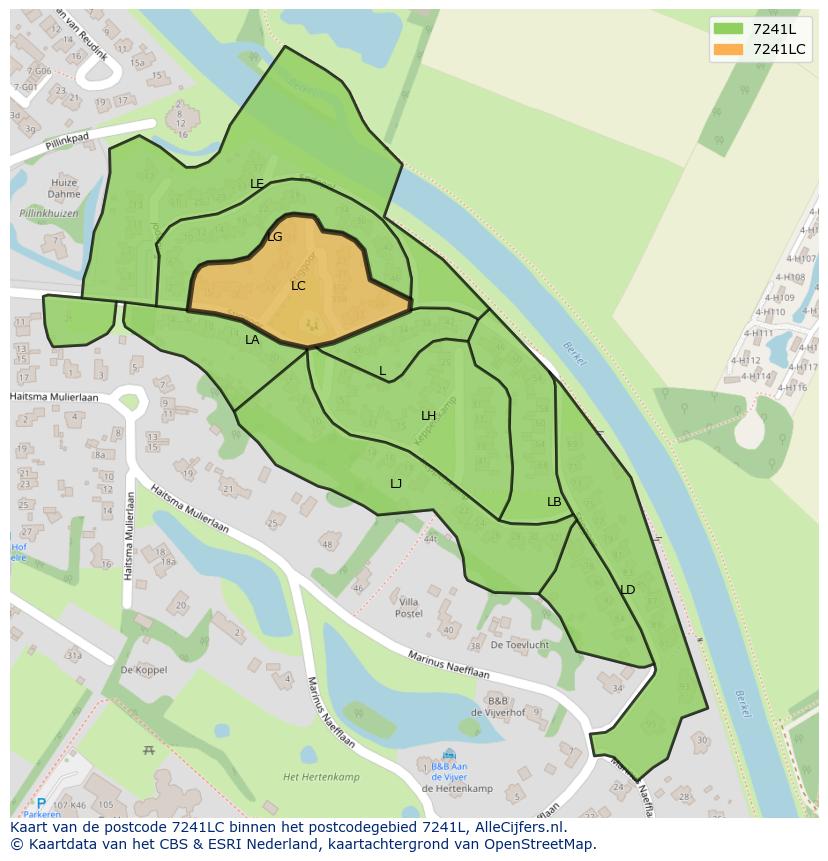 Afbeelding van het postcodegebied 7241 LC op de kaart.
