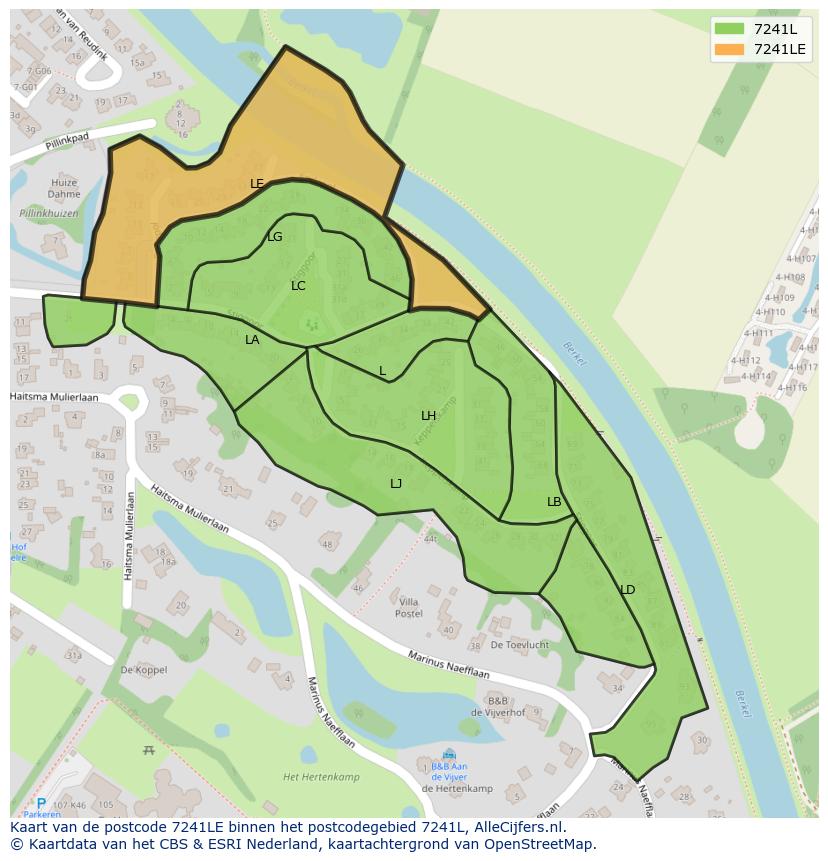 Afbeelding van het postcodegebied 7241 LE op de kaart.