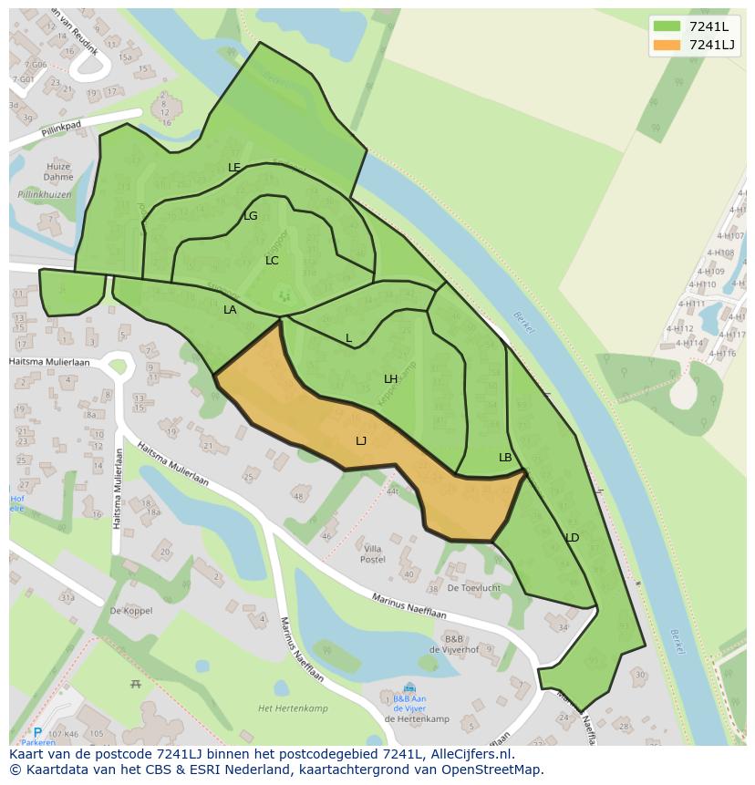 Afbeelding van het postcodegebied 7241 LJ op de kaart.