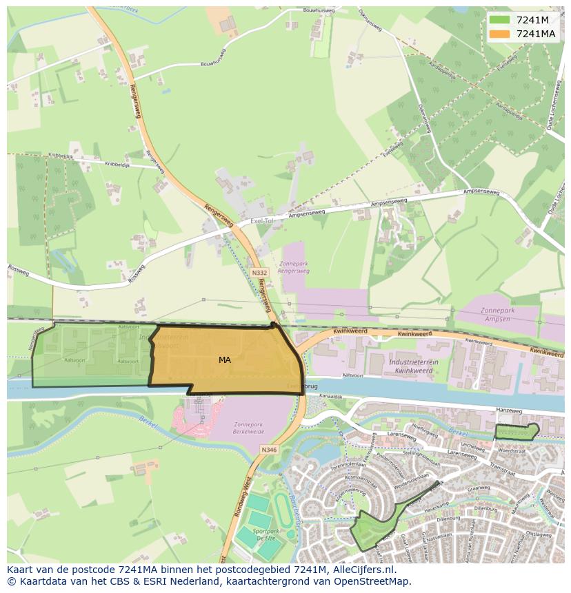 Afbeelding van het postcodegebied 7241 MA op de kaart.