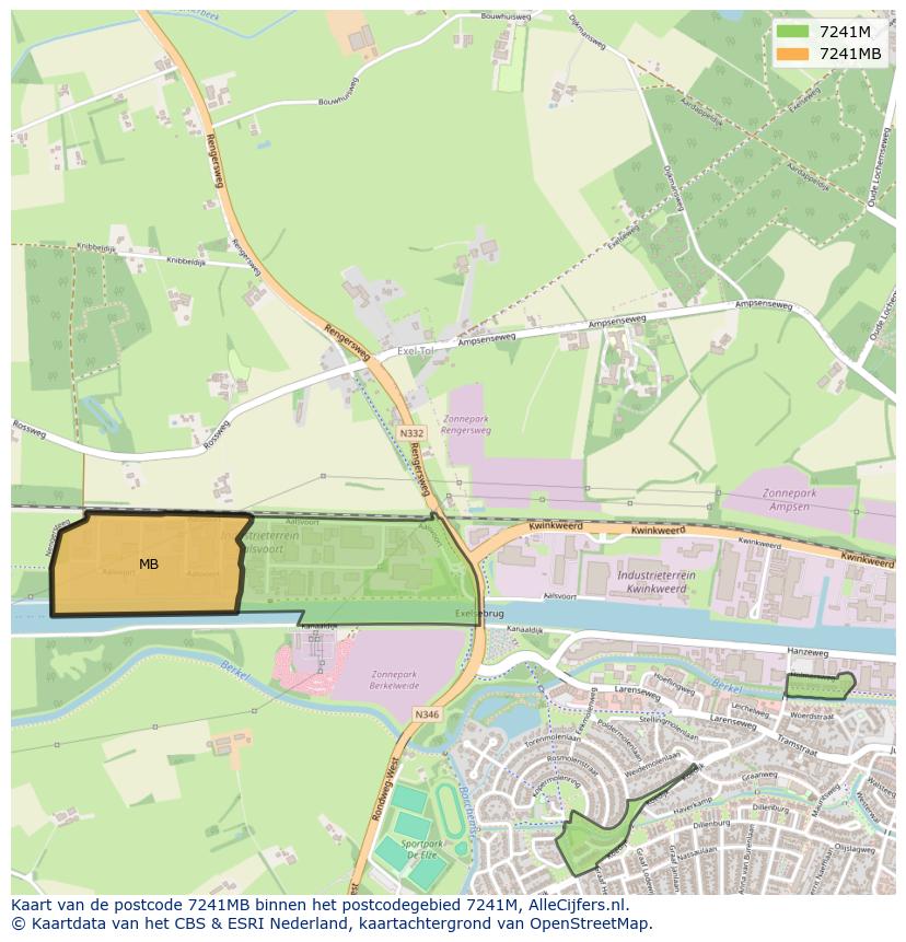 Afbeelding van het postcodegebied 7241 MB op de kaart.
