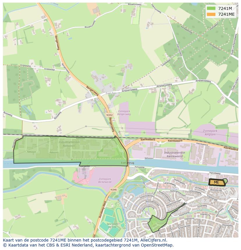 Afbeelding van het postcodegebied 7241 ME op de kaart.
