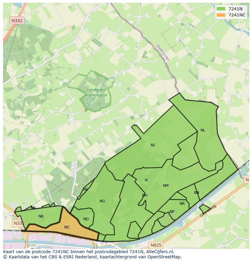 Afbeelding van het postcodegebied 7241 NC op de kaart.
