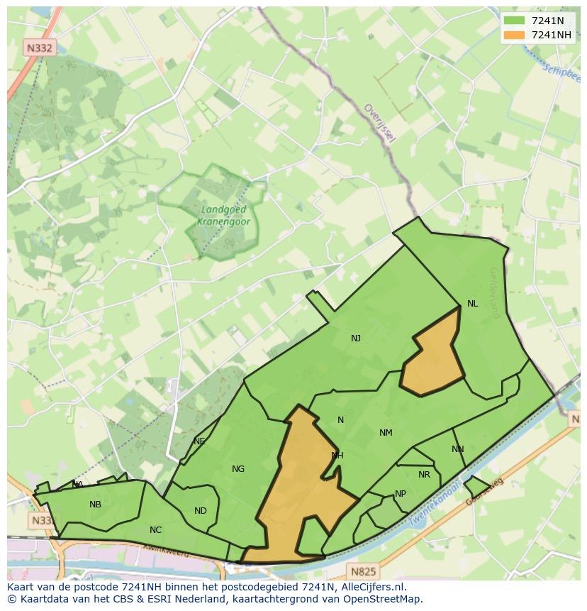 Afbeelding van het postcodegebied 7241 NH op de kaart.