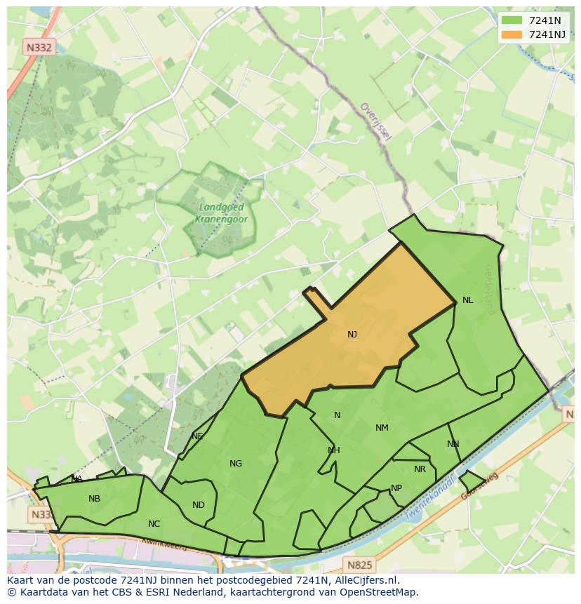 Afbeelding van het postcodegebied 7241 NJ op de kaart.