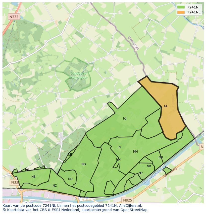 Afbeelding van het postcodegebied 7241 NL op de kaart.