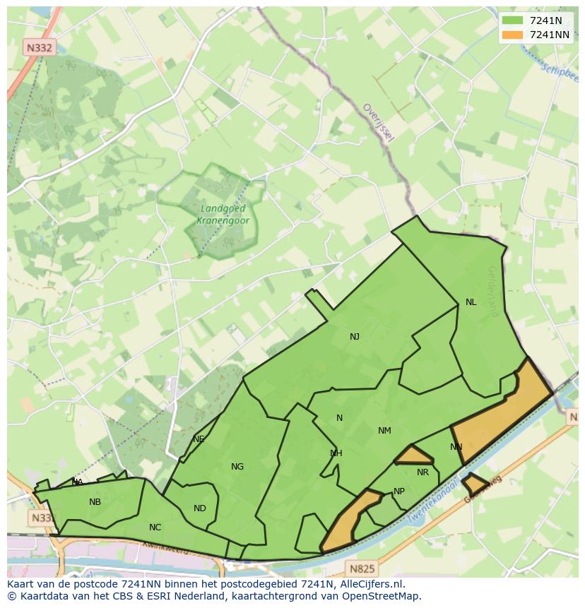 Afbeelding van het postcodegebied 7241 NN op de kaart.