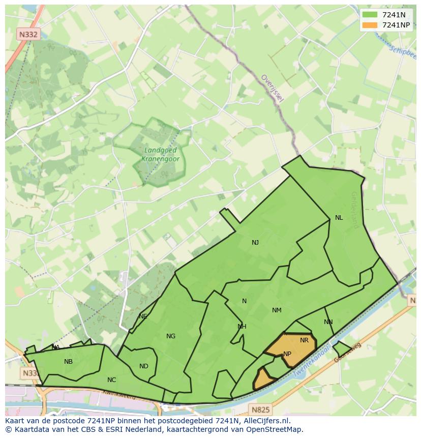 Afbeelding van het postcodegebied 7241 NP op de kaart.