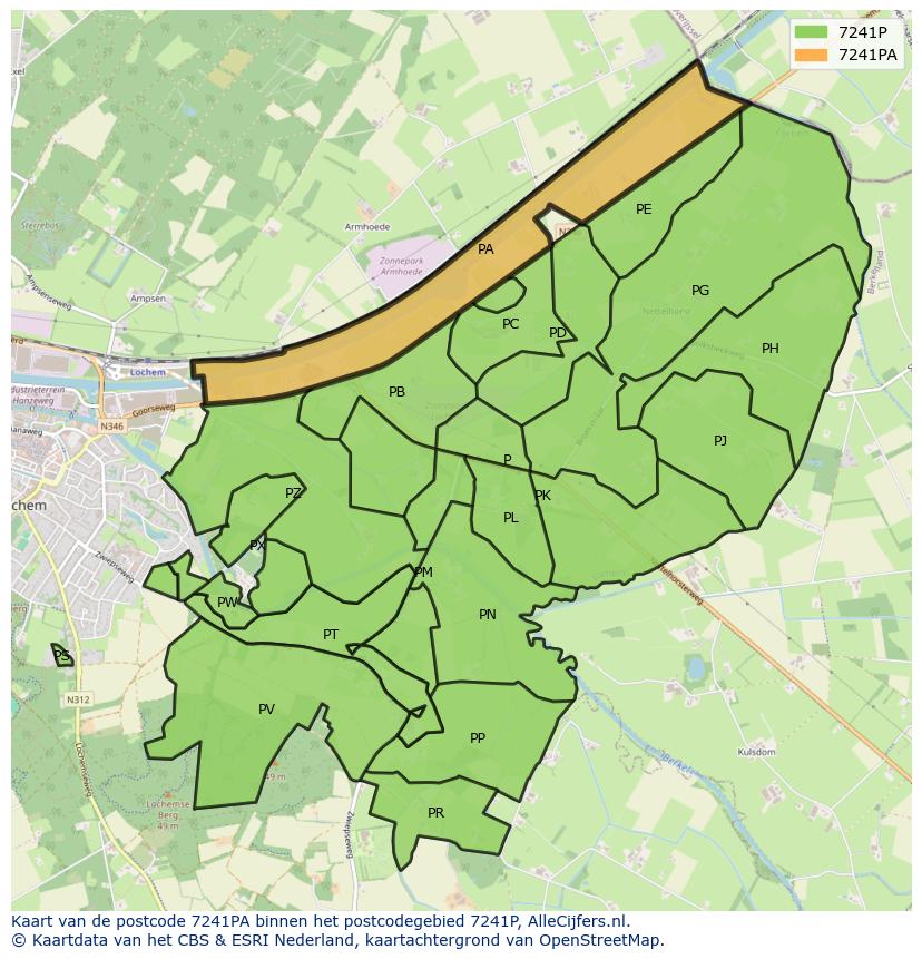 Afbeelding van het postcodegebied 7241 PA op de kaart.