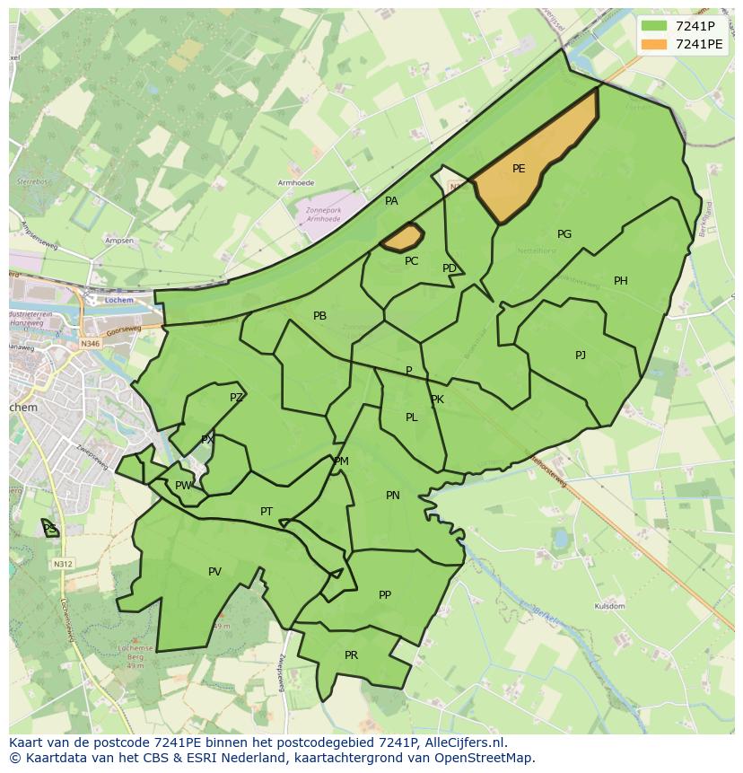 Afbeelding van het postcodegebied 7241 PE op de kaart.