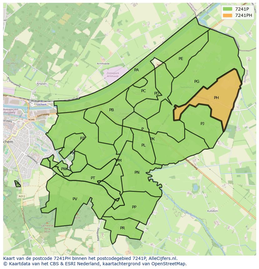 Afbeelding van het postcodegebied 7241 PH op de kaart.