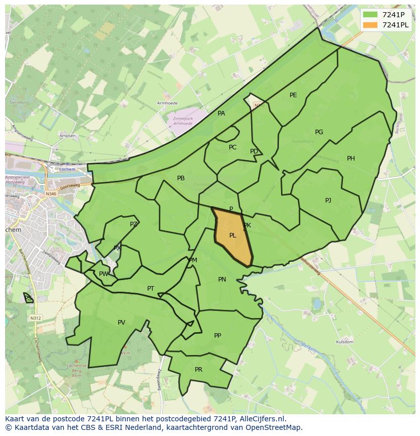 Afbeelding van het postcodegebied 7241 PL op de kaart.