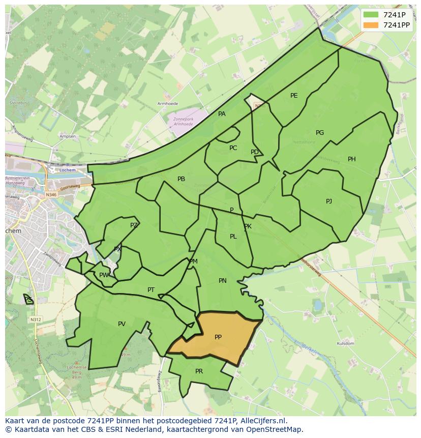 Afbeelding van het postcodegebied 7241 PP op de kaart.