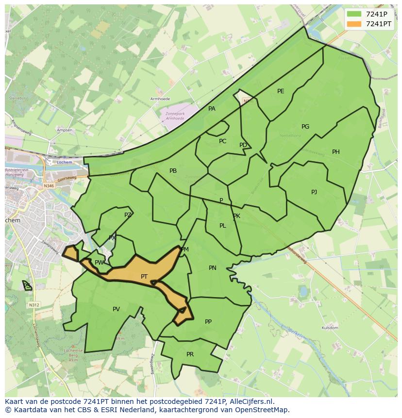 Afbeelding van het postcodegebied 7241 PT op de kaart.