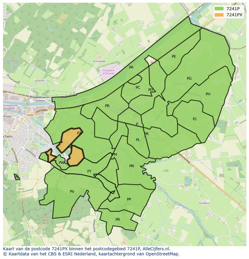 Afbeelding van het postcodegebied 7241 PX op de kaart.