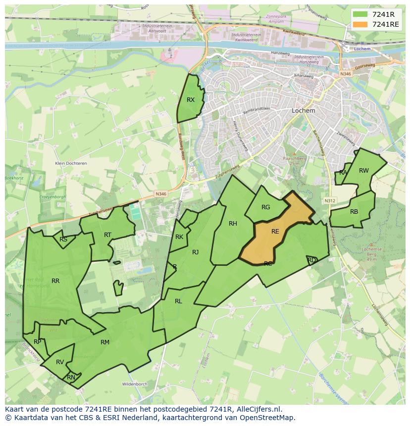 Afbeelding van het postcodegebied 7241 RE op de kaart.