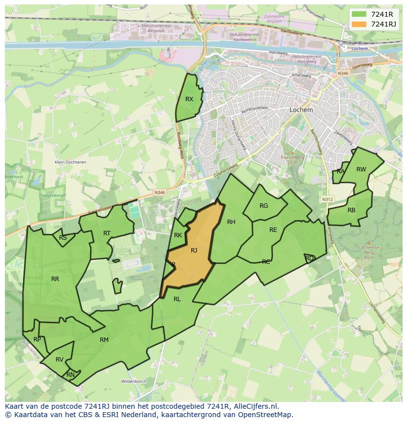 Afbeelding van het postcodegebied 7241 RJ op de kaart.